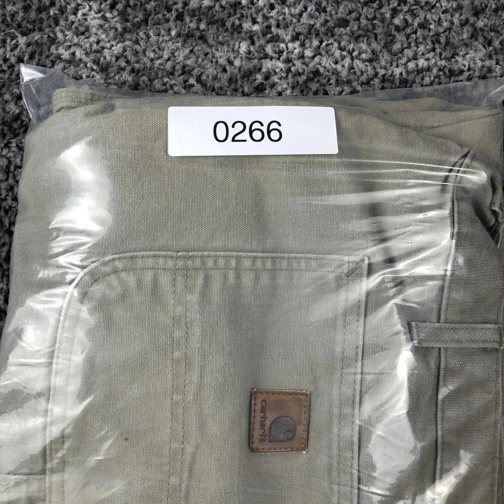 Carhartt Pants Mens 42x34 Beige Canvas Dungaree Fit Carpenter Workwear B11 DES‎